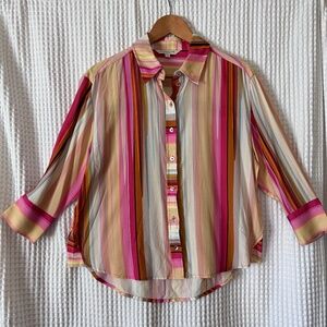 Liverpool Berry Blossom Multi Stripe ¾ Sleeve Blouse